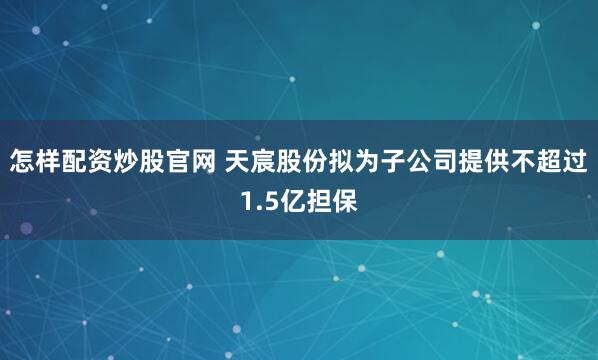 怎样配资炒股官网 天宸股份拟为子公司提供不超过1.5亿担保